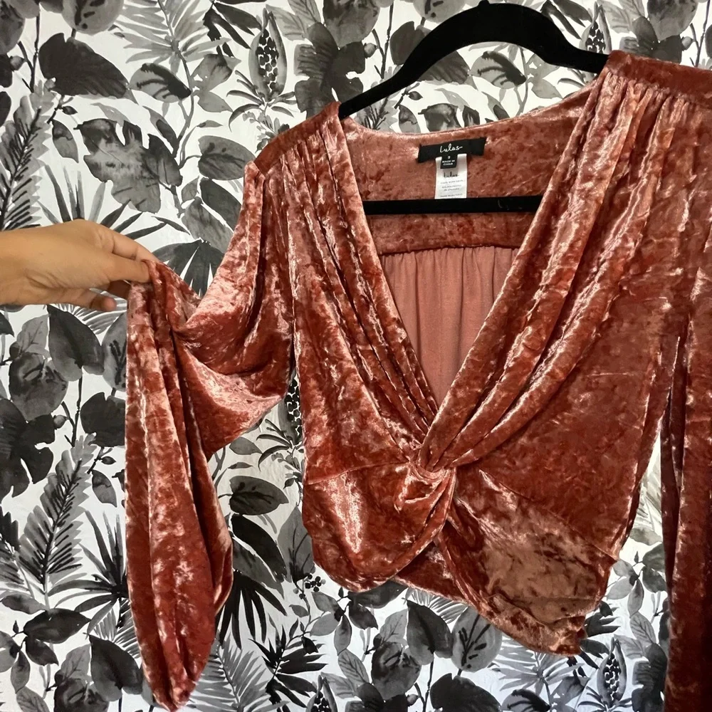 Lulus Rusty Rose Twist-front Crop Top, Small - Picture 3 of 6